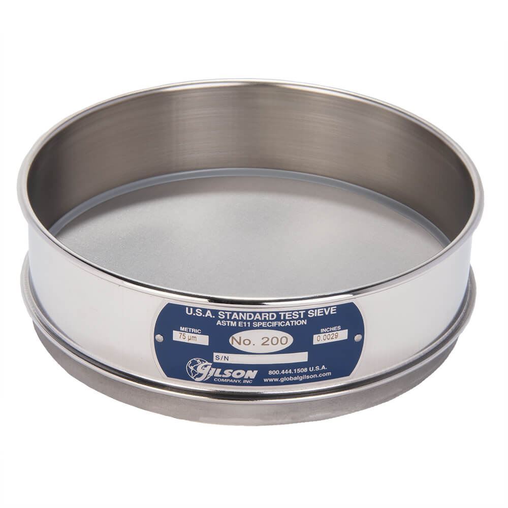 Tamiz de 8" Acero Inoxidable Altura Completa N° 200 (75µm) Gilson V8SF #200