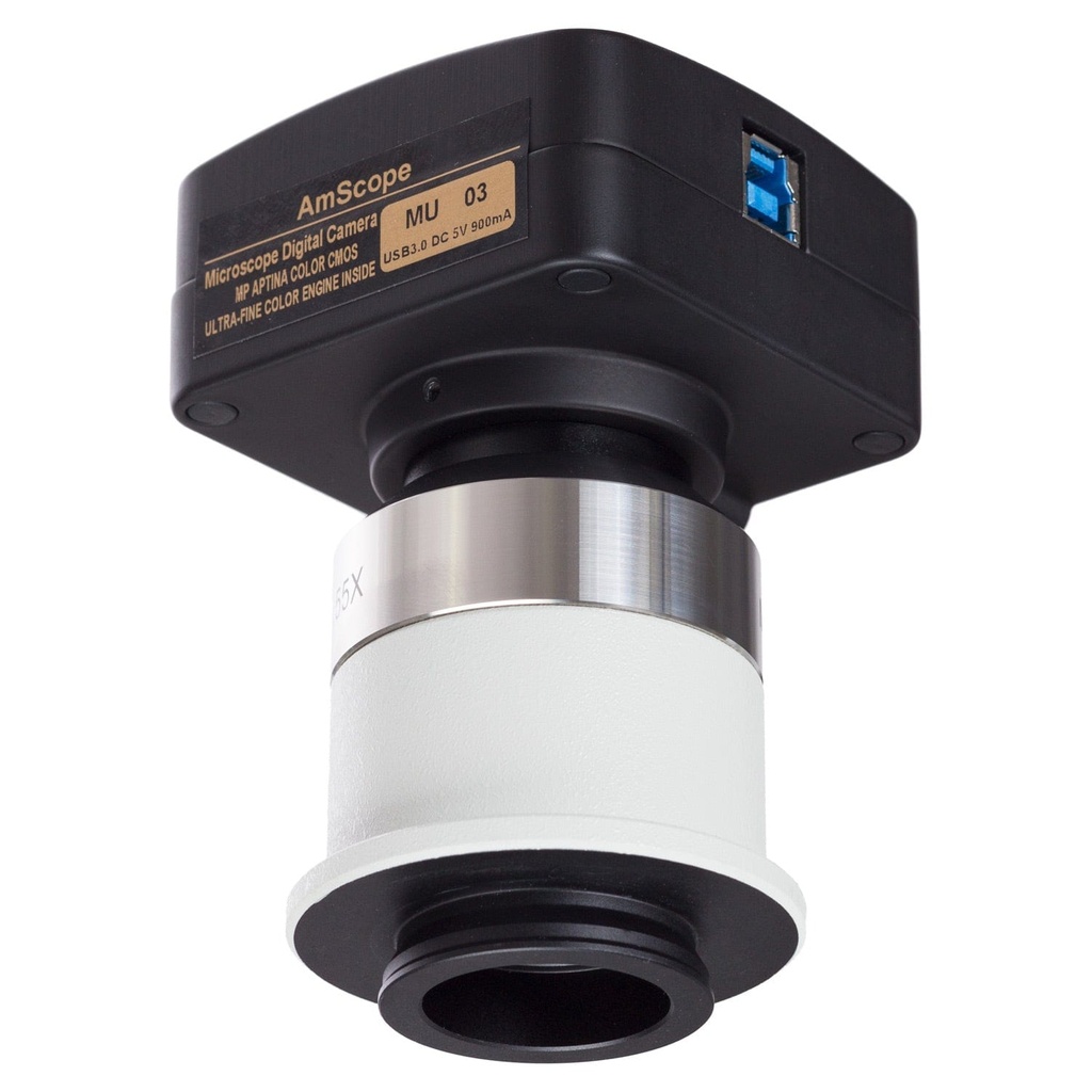 Cámara de microscopio de 16MP USB 3.0 Color CMOS C-Mount con adaptador 0.55X para microscopios Nikon Amscope MU1603-NI05