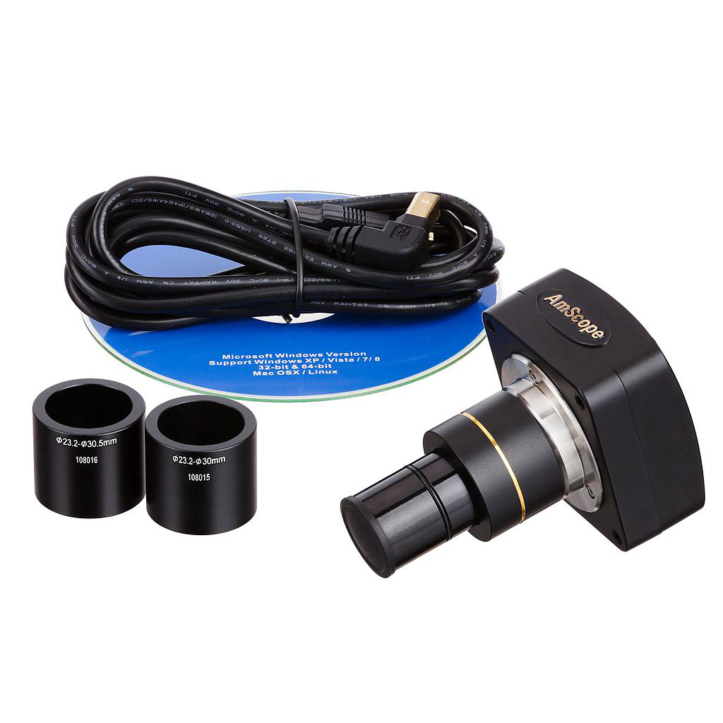 Cámara de microscopio de 10MP USB 2.0 Color CMOS C-Mount con lente de reducción, marca Amscope MU1000