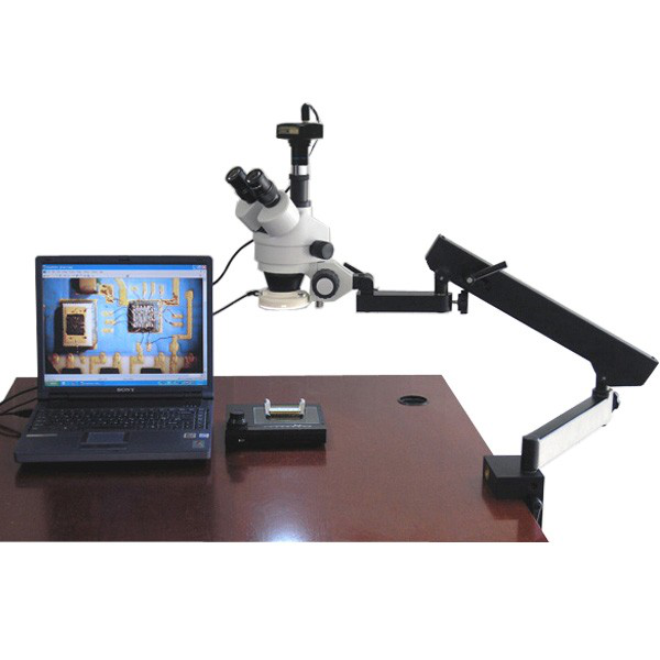 Amscope SM-6T-FRL-M Estereo Microscopio de articulación 7X-45X con luz fluorescente + cámara digital de 1.3MP