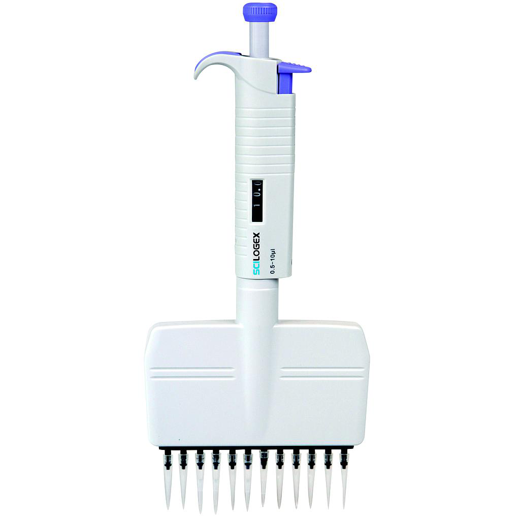 Micropipeta Variable de 12 Canales 0.5 a 10 µl Marca Scilogex