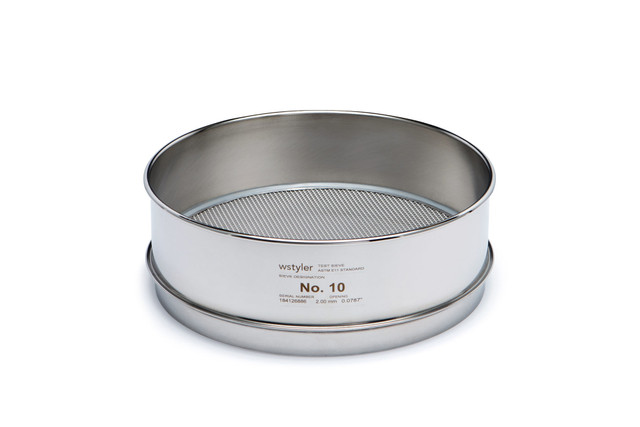 Tamiz de prueba de acero inoxidable de 8" de altura completa, malla n.° 14 W.S. Tyler 5196