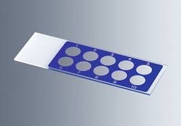 Láminas portaobjetos con campos de reacción para exámenes diagnósticos