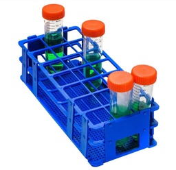 Gradilla de polipropileno autoclavable Capacidad: 21 posiciones Diámetro compatible de tubos: 25 a 30 mm